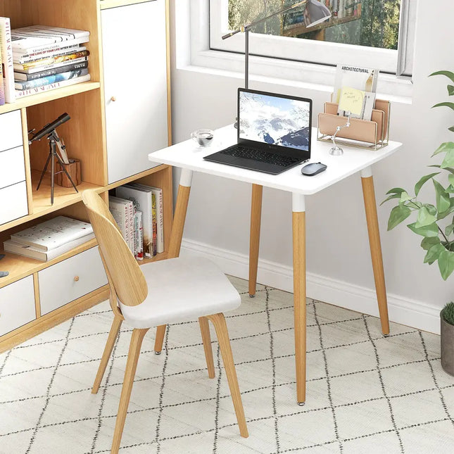 Square Dining Table with Adjustable Foot Pads for Dining Room Kitchen-White - White - Dining Tables