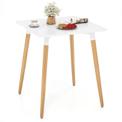 Square Dining Table with Adjustable Foot Pads for Dining Room Kitchen-White - White - Dining Tables