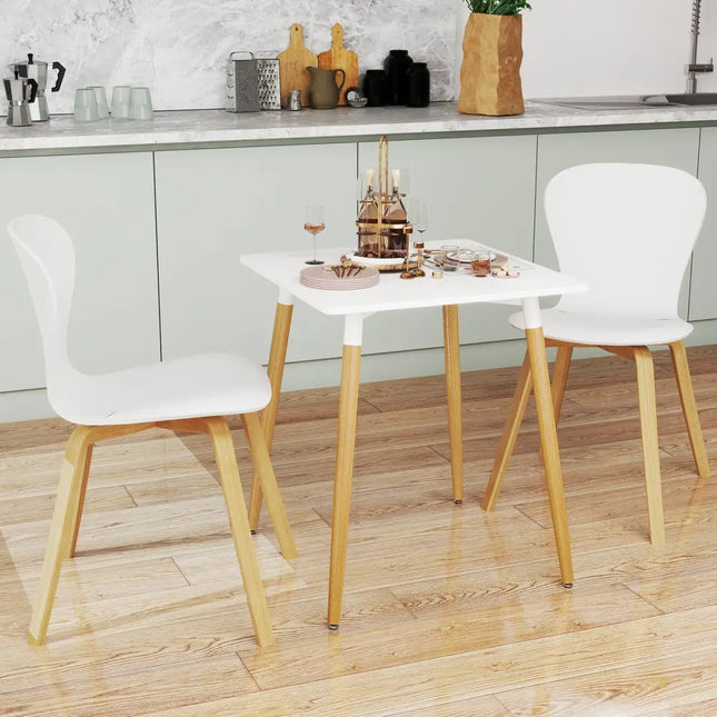 Square Dining Table with Adjustable Foot Pads for Dining Room Kitchen-White - White - Dining Tables