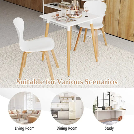 Square Dining Table with Adjustable Foot Pads for Dining Room Kitchen-White - White - Dining Tables