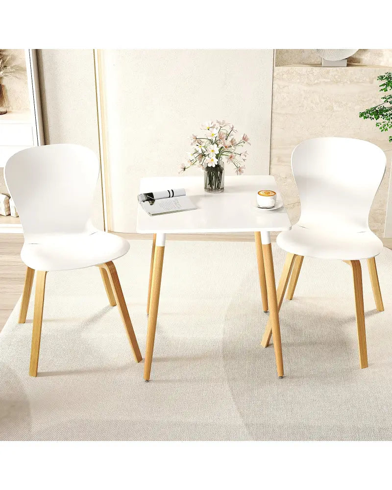 Square Dining Table with Adjustable Foot Pads for Dining Room Kitchen-White - White - Dining Tables