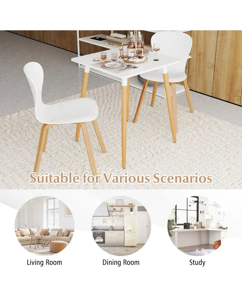 Square Dining Table with Adjustable Foot Pads for Dining Room Kitchen-White - White - Dining Tables