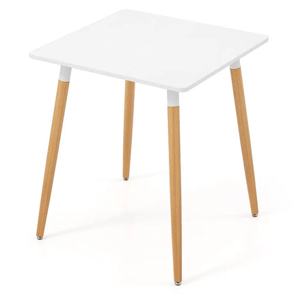 Square Dining Table with Adjustable Foot Pads for Dining Room Kitchen-White - White - Dining Tables