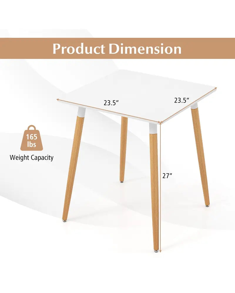 Square Dining Table with Adjustable Foot Pads for Dining Room Kitchen-White - White - Dining Tables