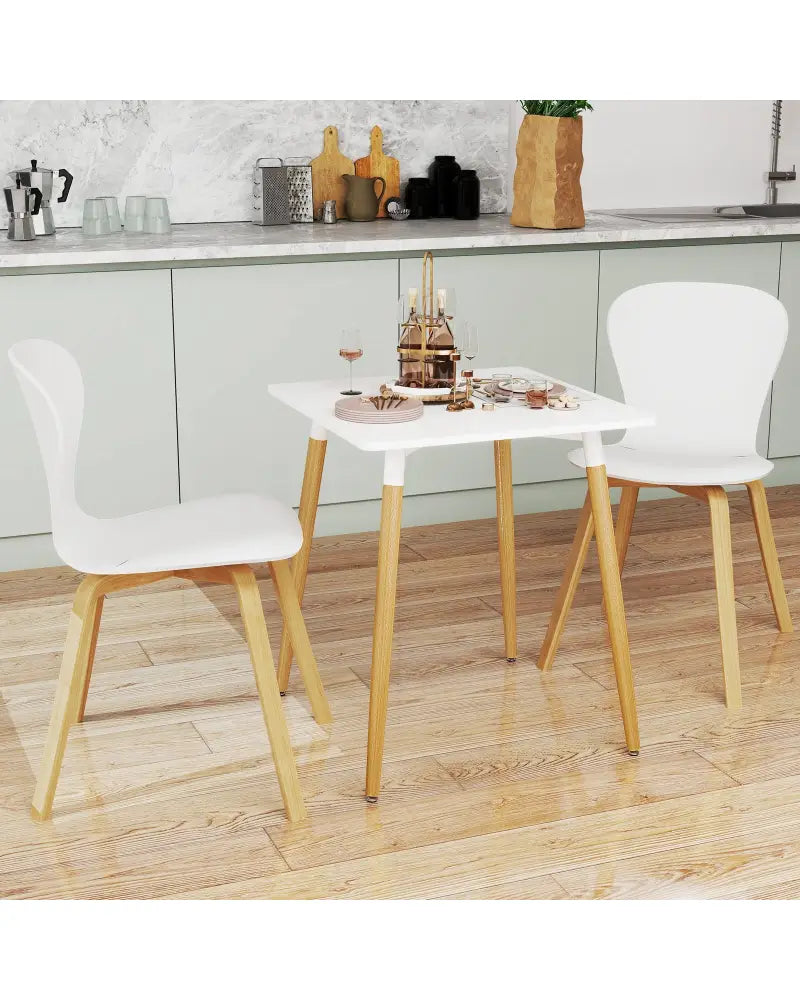 Square Dining Table with Adjustable Foot Pads for Dining Room Kitchen-White - White - Dining Tables