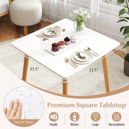 Square Dining Table with Adjustable Foot Pads for Dining Room Kitchen-White - White - Dining Tables