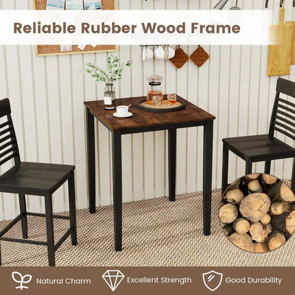 Square Dining Table with Solid Wood Frame for 4-Person-Black - Black - Dining Tables