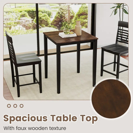 Square Dining Table with Solid Wood Frame for 4-Person-Black - Black - Dining Tables