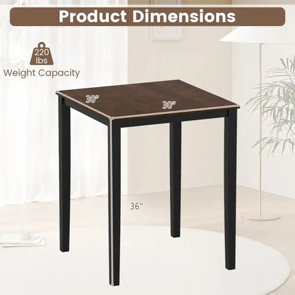 Square Dining Table with Solid Wood Frame for 4-Person-Black - Black - Dining Tables