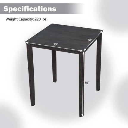 Square Dining Table with Solid Wood Frame for 4-Person-Gray - Gray - Dining Tables