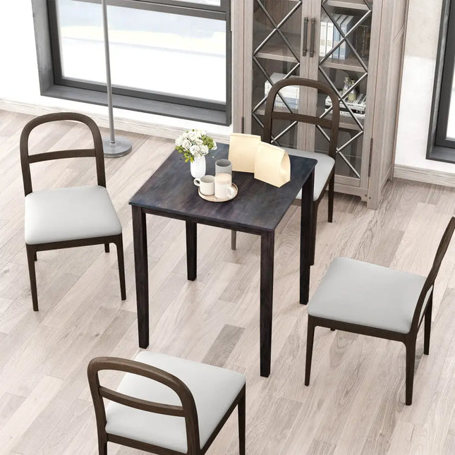 Square Dining Table with Solid Wood Frame for 4-Person-Gray - Gray - Dining Tables