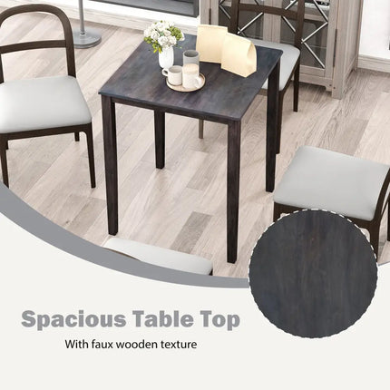 Square Dining Table with Solid Wood Frame for 4-Person-Gray - Gray - Dining Tables