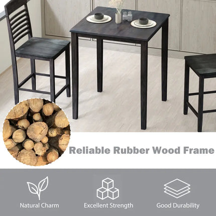 Square Dining Table with Solid Wood Frame for 4-Person-Gray - Gray - Dining Tables