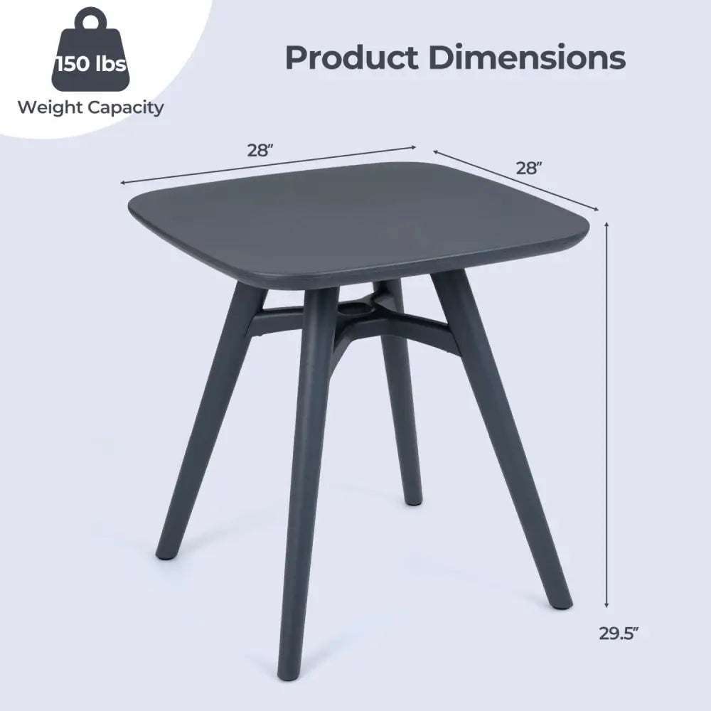 Square Outdoor Dining Table All-Weather Plastic Patio Bistro Table for 4-Gray - Gray - Patio Dining Tables