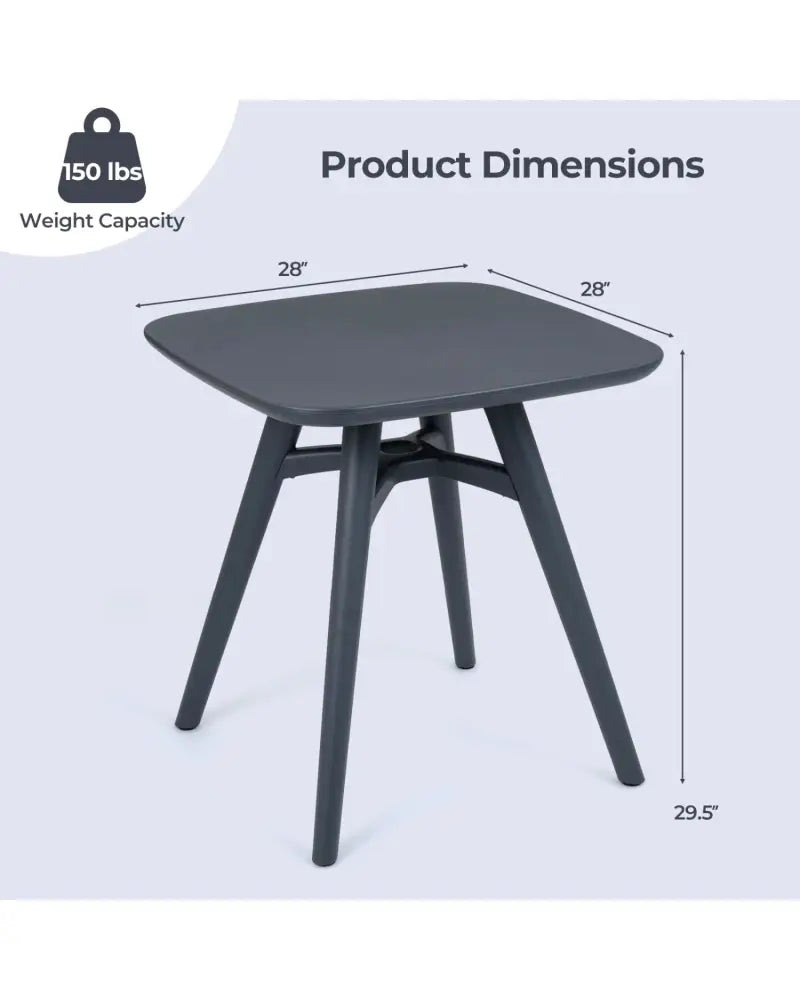 Square Outdoor Dining Table All-Weather Plastic Patio Bistro Table for 4-Gray - Gray - Patio Dining Tables