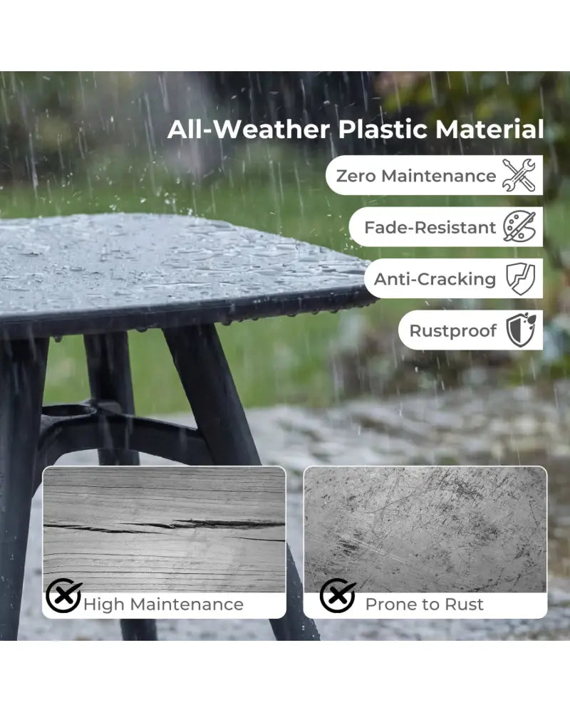 Square Outdoor Dining Table All-Weather Plastic Patio Bistro Table for 4-Gray - Gray - Patio Dining Tables