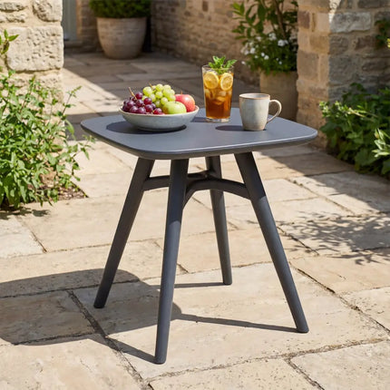 Square Outdoor Dining Table All-Weather Plastic Patio Bistro Table for 4-Gray - Gray - Patio Dining Tables