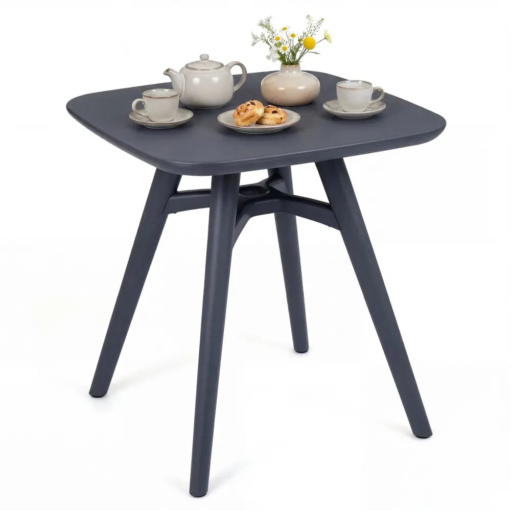Square Outdoor Dining Table All-Weather Plastic Patio Bistro Table for 4-Gray - Gray - Patio Dining Tables