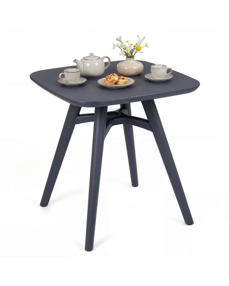 Square Outdoor Dining Table All-Weather Plastic Patio Bistro Table for 4-Gray - Gray - Patio Dining Tables