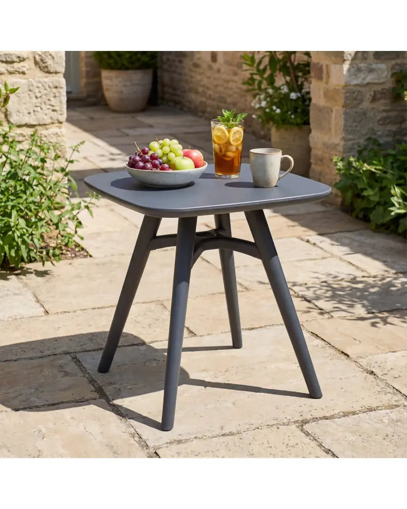 Square Outdoor Dining Table All-Weather Plastic Patio Bistro Table for 4-Gray - Gray - Patio Dining Tables