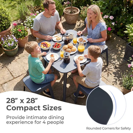 Square Outdoor Dining Table All-Weather Plastic Patio Bistro Table for 4-Gray - Gray - Patio Dining Tables