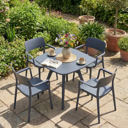 Square Outdoor Dining Table All-Weather Plastic Patio Bistro Table for 4-Gray - Gray - Patio Dining Tables