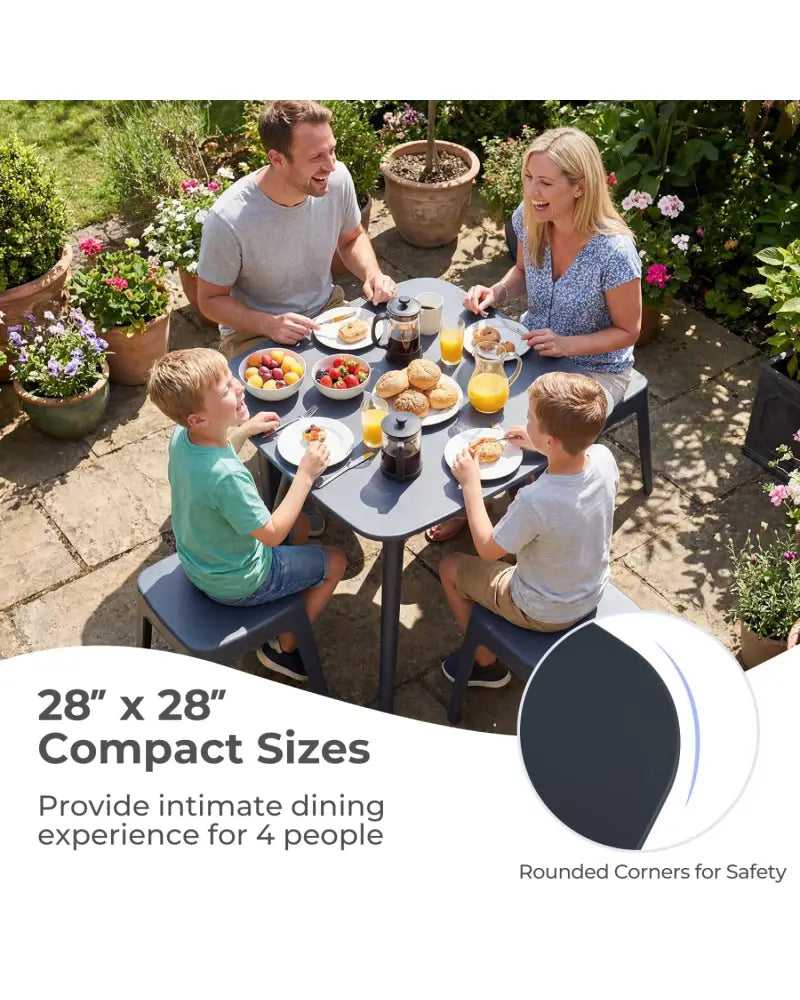 Square Outdoor Dining Table All-Weather Plastic Patio Bistro Table for 4-Gray - Gray - Patio Dining Tables