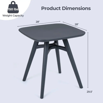 Square Outdoor Dining Table All-Weather Plastic Patio Bistro Table for 4-Gray - Gray - Patio Dining Tables