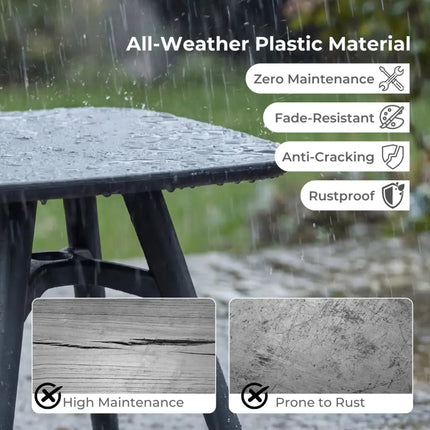 Square Outdoor Dining Table All-Weather Plastic Patio Bistro Table for 4-Gray - Gray - Patio Dining Tables