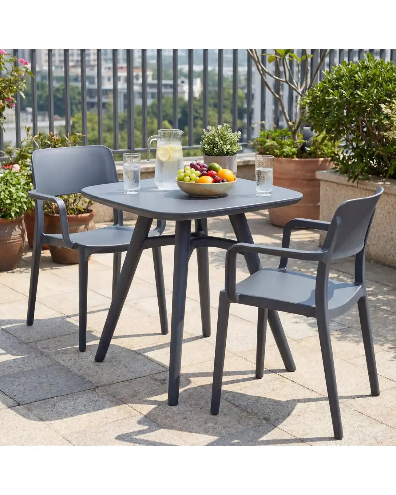 Square Outdoor Dining Table All-Weather Plastic Patio Bistro Table for 4-Gray - Gray - Patio Dining Tables