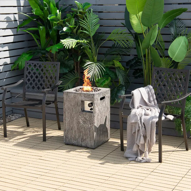 Square Outdoor Propane Fire Pit with Lava Rocks Waterproof Cover 30000 BTU - Fire Pit Tables