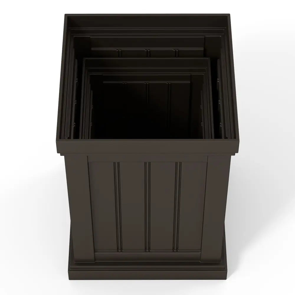 Square Plastic Planters Set of 2 Small Flower Pots with Drainage Holes and Nesting Design-Brown - Brown - Raised Garden