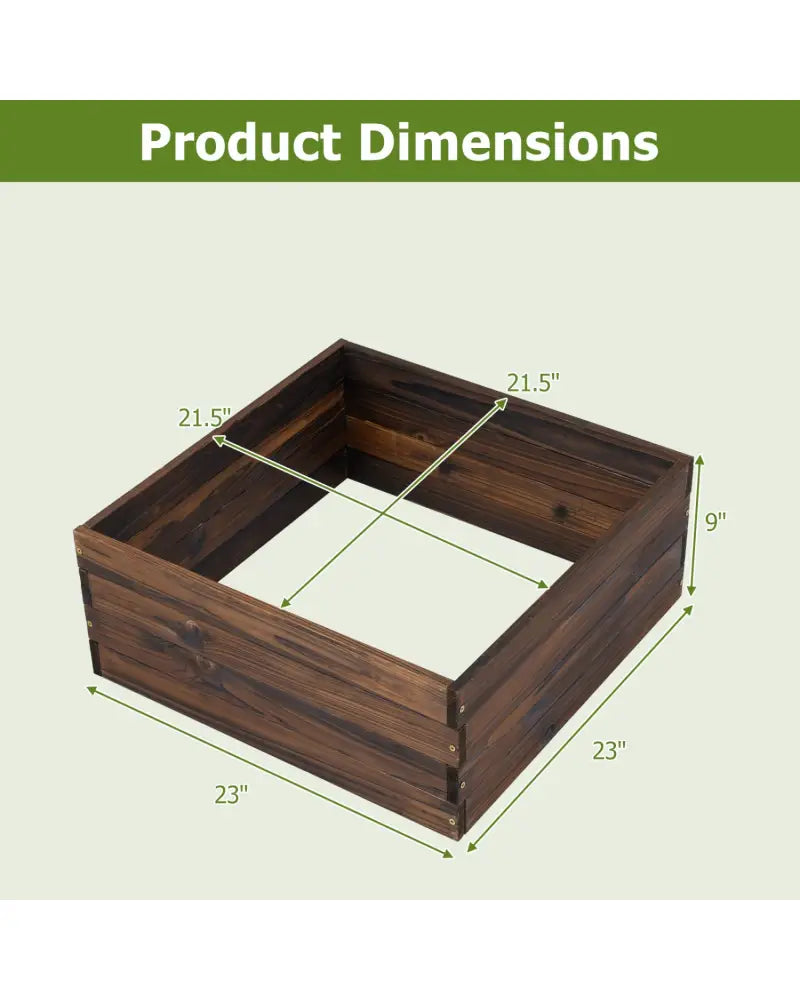 Square Raised Garden Bed Flower Vegetables Seeds Planter - Brown - Raised Garden Beds