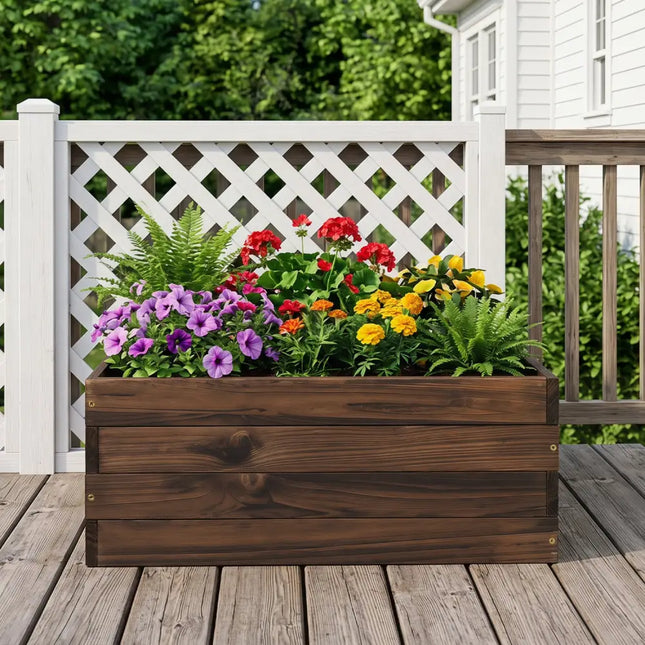 Square Raised Garden Bed Flower Vegetables Seeds Planter - Brown - Raised Garden Beds