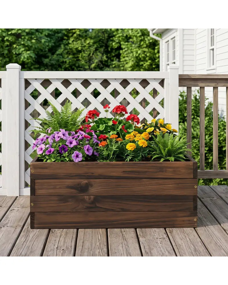Square Raised Garden Bed Flower Vegetables Seeds Planter - Brown - Raised Garden Beds