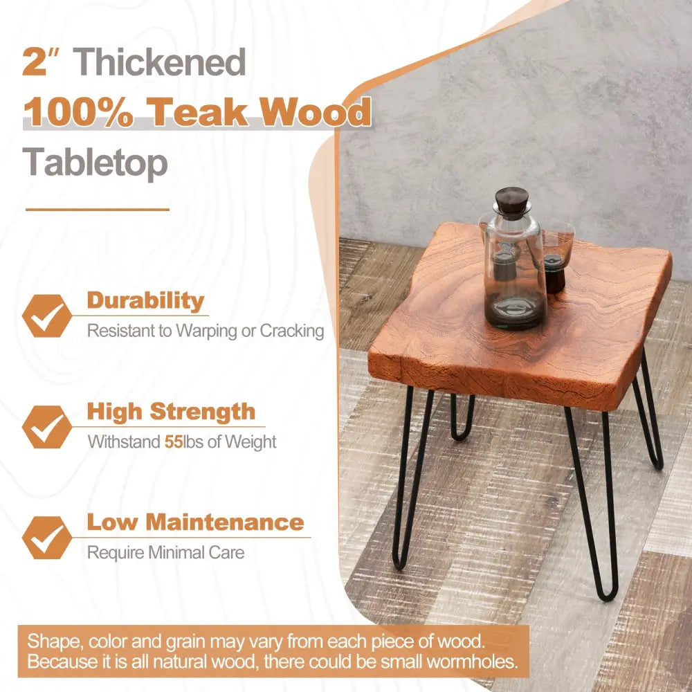 Square Reclaimed Recycled Indonesia Teak Wood End Table - Brown - End & Side Tables