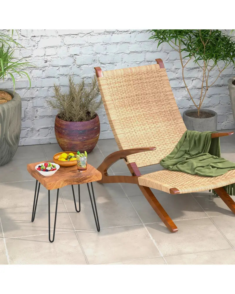 Square Reclaimed Recycled Indonesia Teak Wood End Table - Brown - End & Side Tables