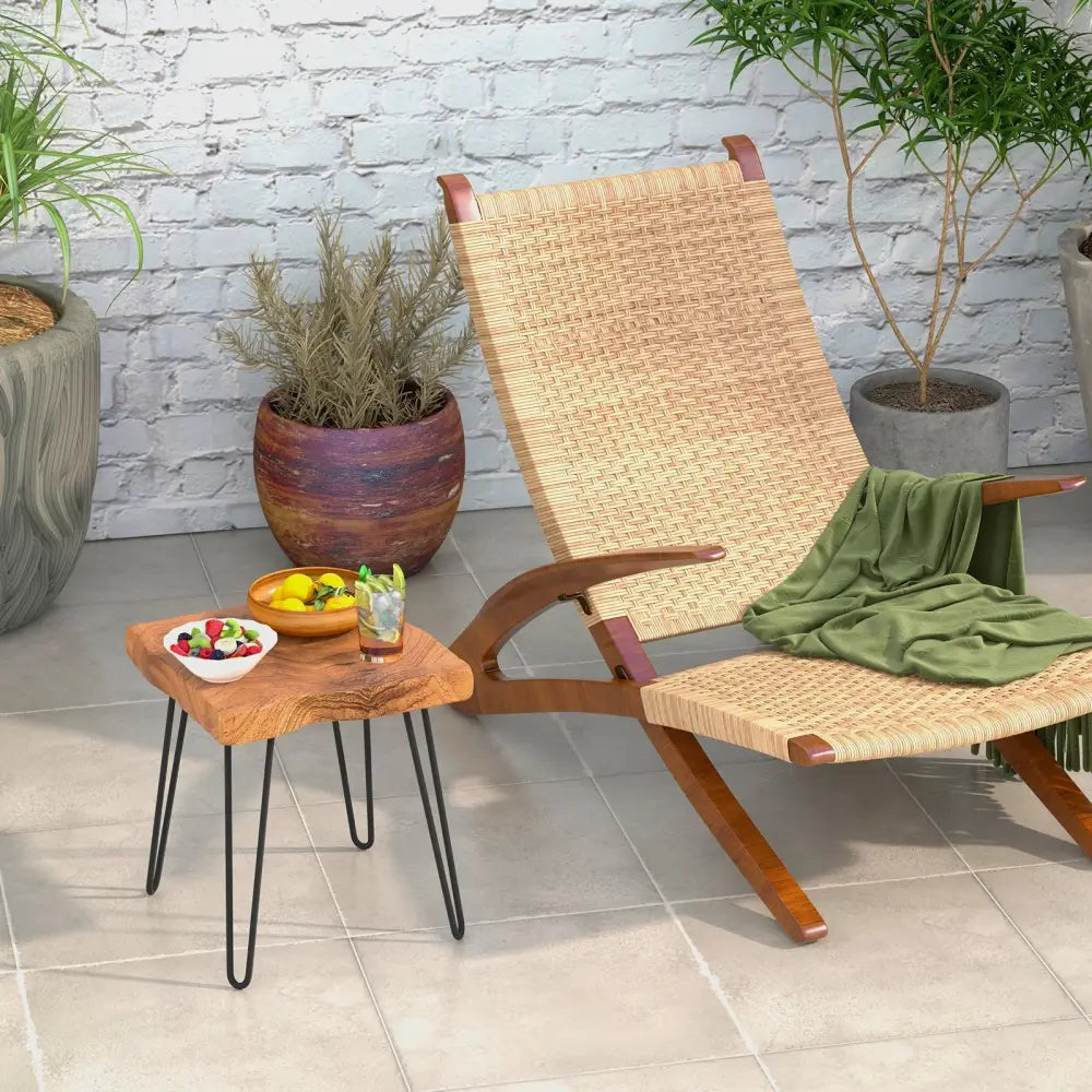 Square Reclaimed Recycled Indonesia Teak Wood End Table - Brown - End & Side Tables