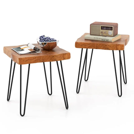 Square Reclaimed Recycled Indonesia Teak Wood End Table - Brown - End & Side Tables