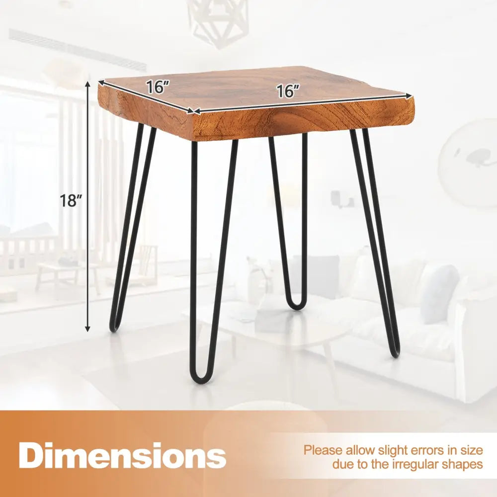 Square Reclaimed Recycled Indonesia Teak Wood End Table - Brown - End & Side Tables