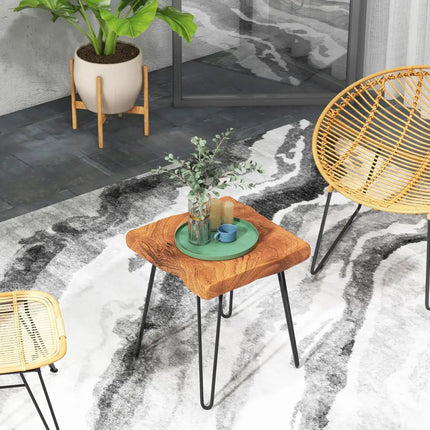 Square Reclaimed Recycled Indonesia Teak Wood End Table - Brown - End & Side Tables