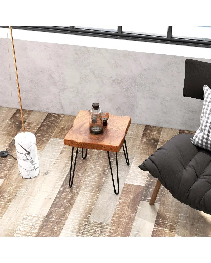 Square Reclaimed Recycled Indonesia Teak Wood End Table - Brown - End & Side Tables