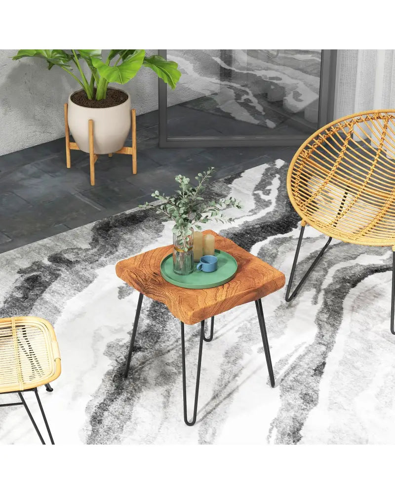 Square Reclaimed Recycled Indonesia Teak Wood End Table - Brown - End & Side Tables