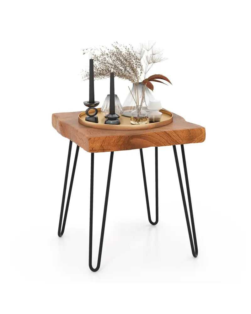 Square Reclaimed Recycled Indonesia Teak Wood End Table - Brown - End & Side Tables
