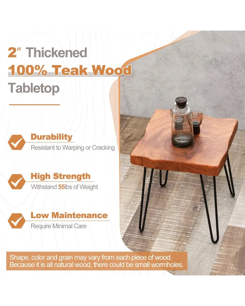 Square Reclaimed Recycled Indonesia Teak Wood End Table - Brown - End & Side Tables