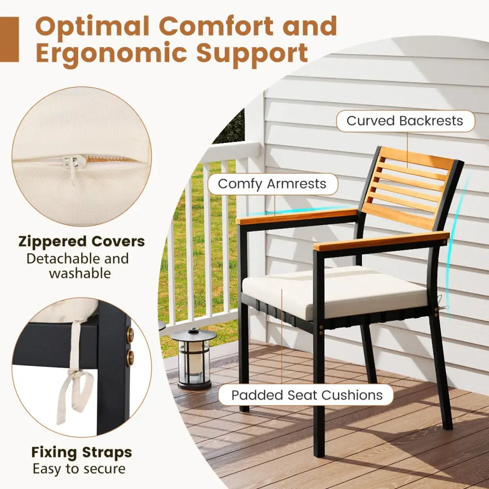 Stackable Patio Dining Chairs Set of 6 with Cushions - Patio Dining Chairs