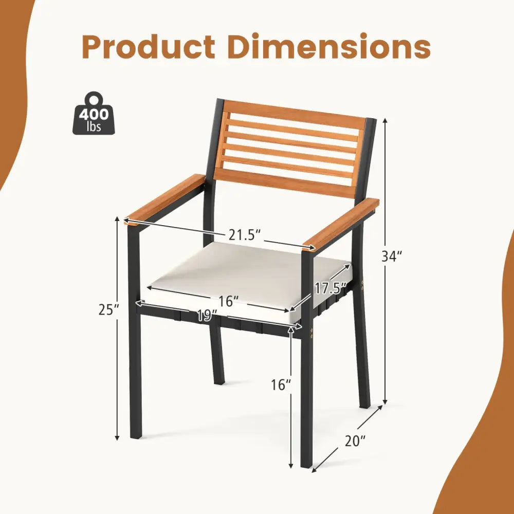 Stackable Patio Dining Chairs Set of 6 with Cushions - Patio Dining Chairs