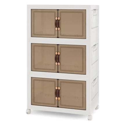 Stackable Storage Bins with Lockable Wheels-3 Pack - White - Cabinets & Chests