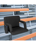 Stadium Seat for Bleachers with Back Support 6 Adjustable Positions-Black - Black - Outdoor Seating & Patio Chairs