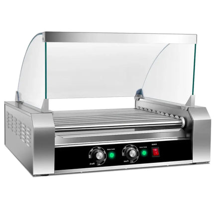 Stainless Steel Commercial 11 Roller Grill and 30 Hot Dog Cooker Machine Costway